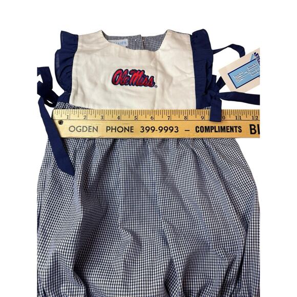 NWT 24 Months 24M Vive La Fete Ole Miss Mississippi Bubble Romper Smocked Navy - Picture 3 of 7